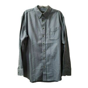 Jos A Bank Traveler's Collection Shirt Button Front Sz XL Green Herringbone L/S
